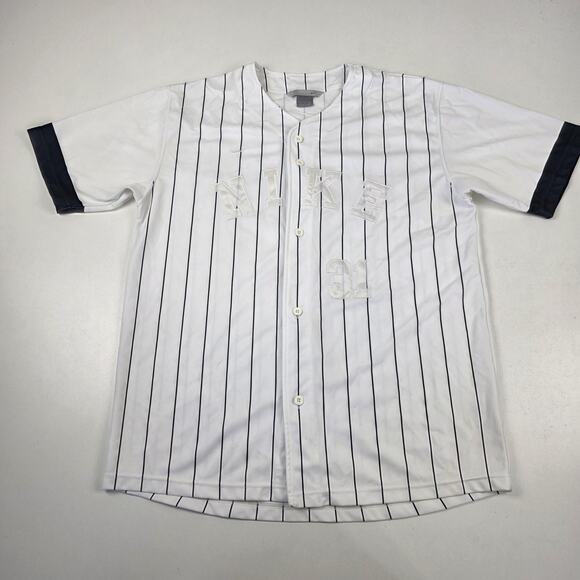 Vtg Y2k Nike Jersey Shirt Mens Extra Large Pinstripe Button Up 31 Baseball 90s - Picture 1 of 12